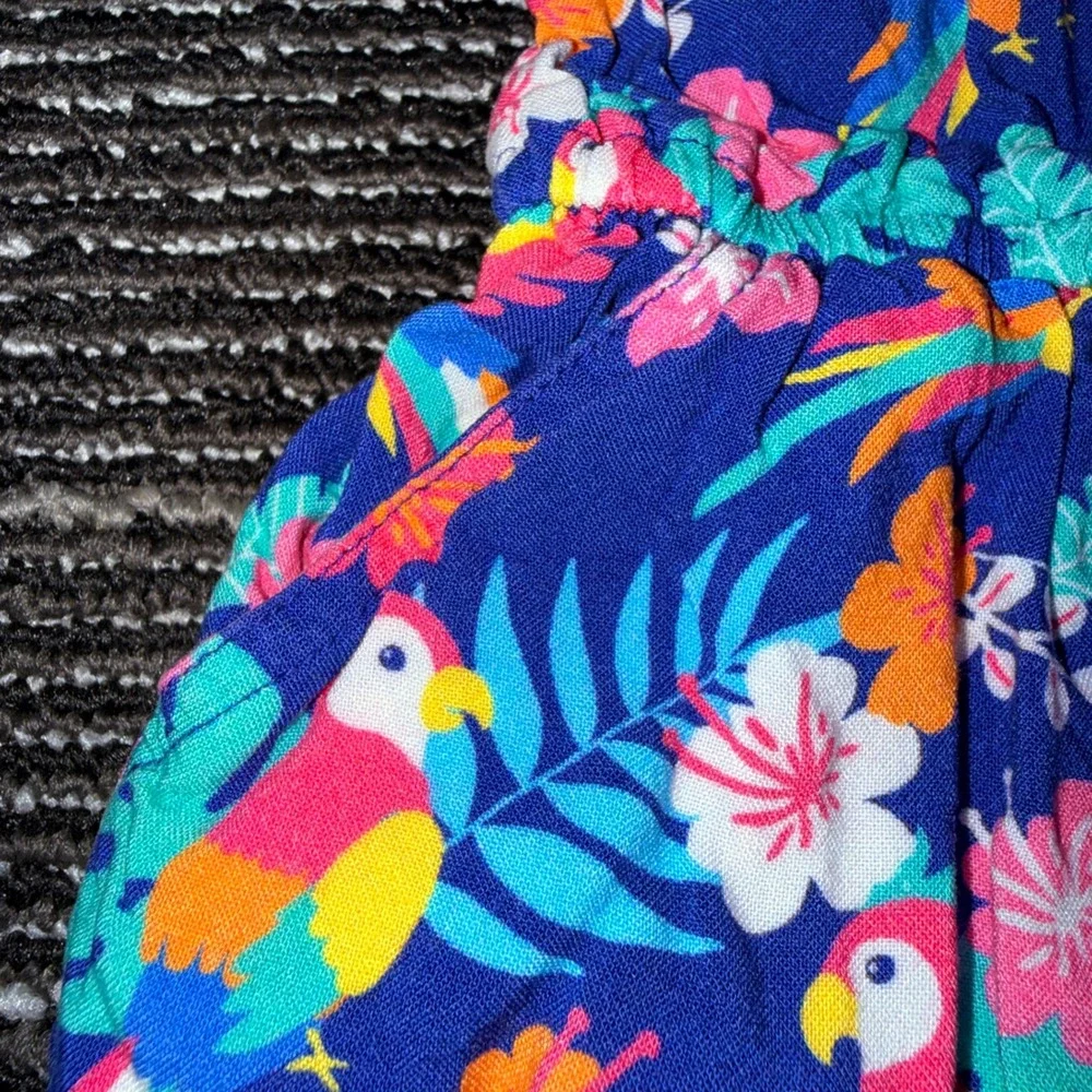 JoJo Maman Bebe Tropical Parrot Print Romper Jumpsuit Girls 6-12M‎ NWOT
